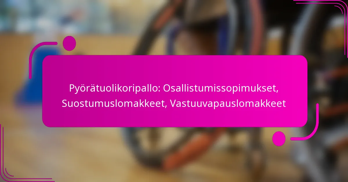 Pyörätuolikoripallo: Osallistumissopimukset, Suostumuslomakkeet, Vastuuvapauslomakkeet