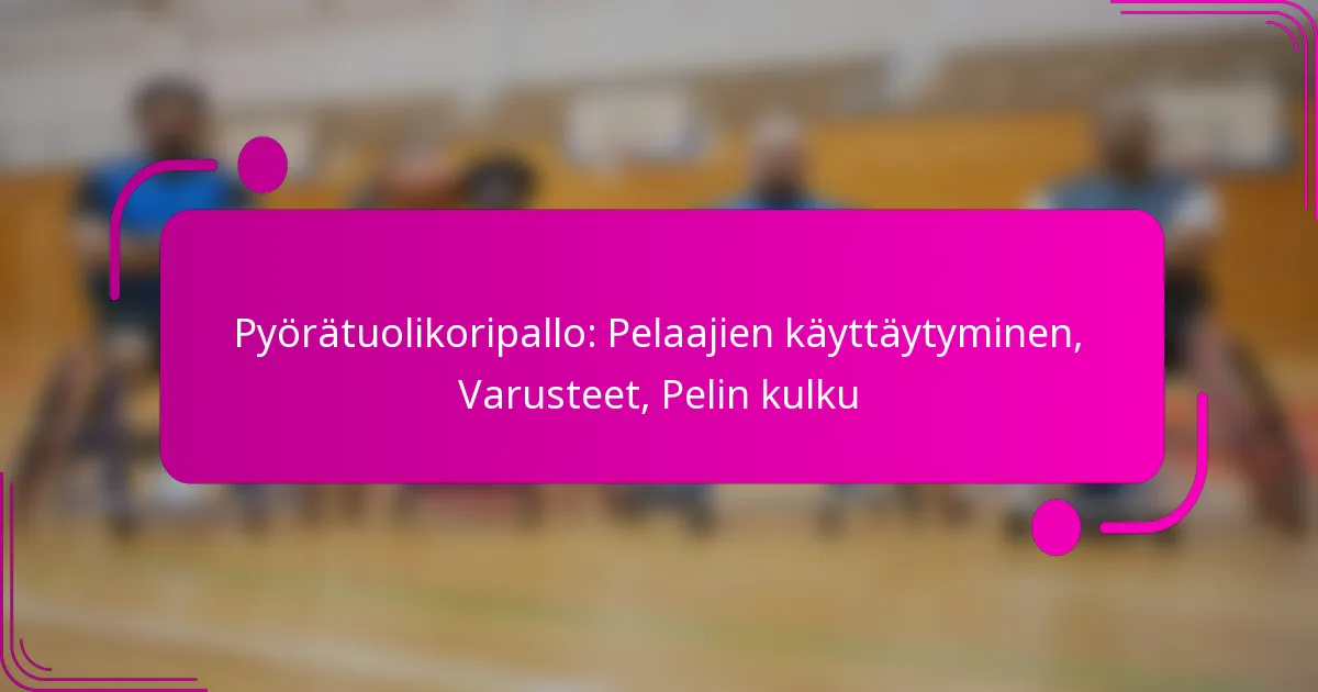 Pyörätuolikoripallo: Pelaajien käyttäytyminen, Varusteet, Pelin kulku