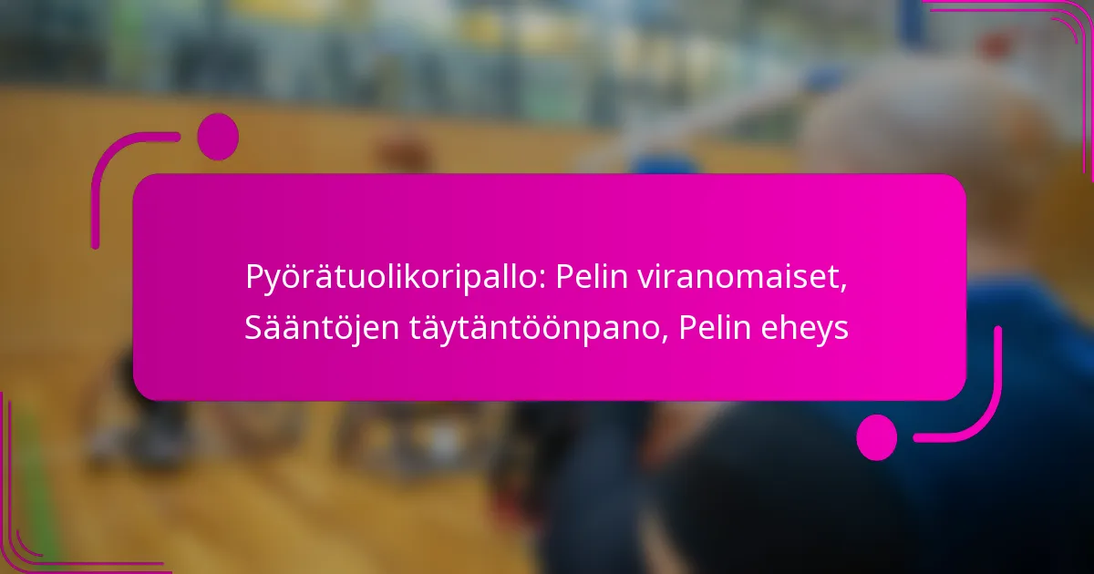 Pyörätuolikoripallo: Pelin viranomaiset, Sääntöjen täytäntöönpano, Pelin eheys
