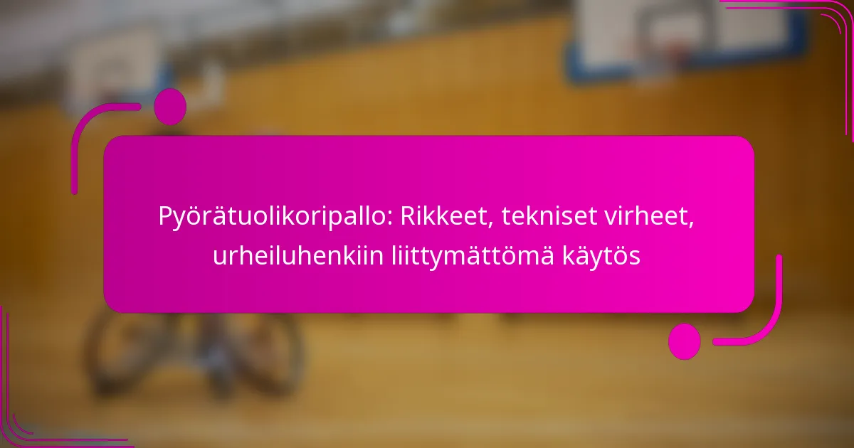 Pyörätuolikoripallo: Rikkeet, tekniset virheet, urheiluhenkiin liittymättömä käytös