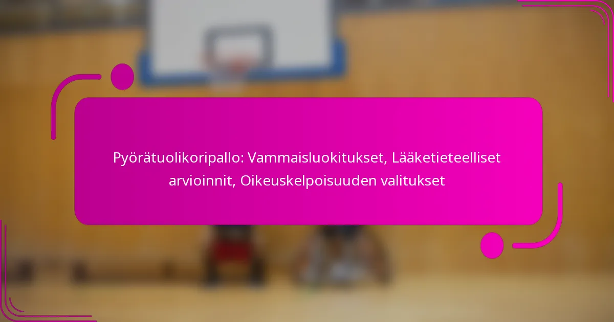 Pyörätuolikoripallo: Vammaisluokitukset, Lääketieteelliset arvioinnit, Oikeuskelpoisuuden valitukset