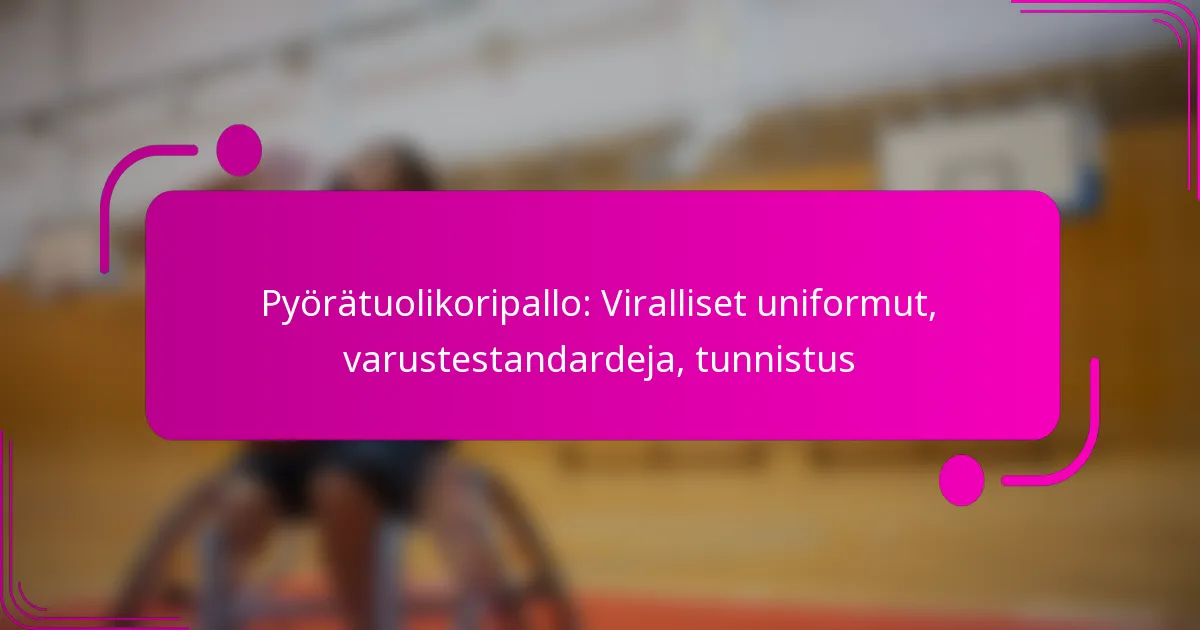 Pyörätuolikoripallo: Viralliset uniformut, varustestandardeja, tunnistus