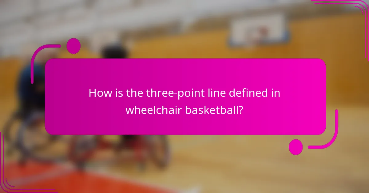 How is the three-point line defined in wheelchair basketball?