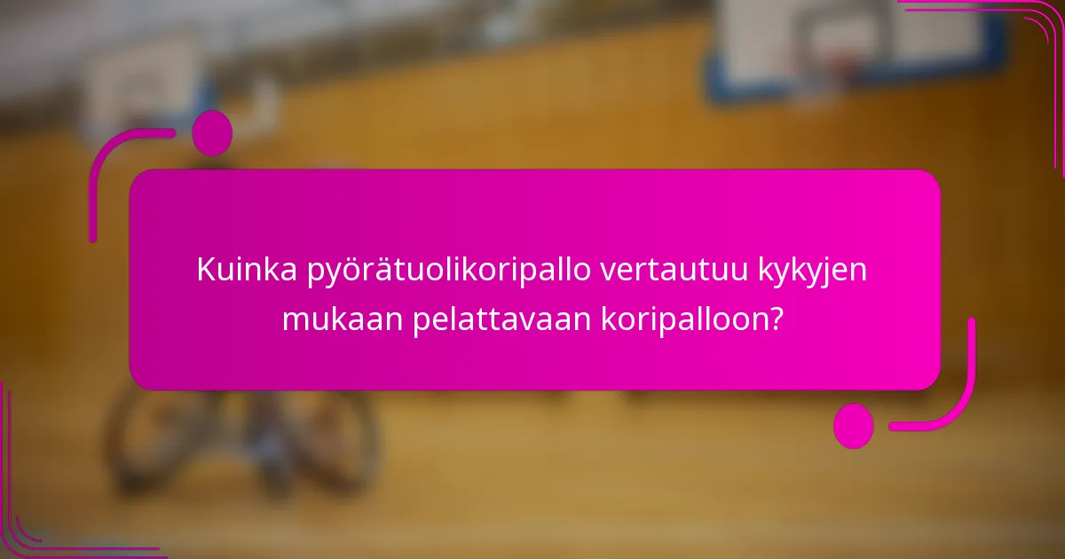 Kuinka pyörätuolikoripallo vertautuu kykyjen mukaan pelattavaan koripalloon?