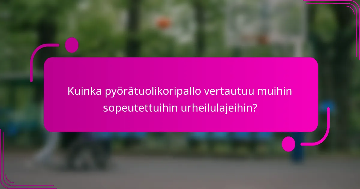 Kuinka pyörätuolikoripallo vertautuu muihin sopeutettuihin urheilulajeihin?