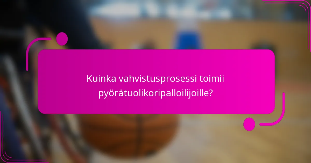 Kuinka vahvistusprosessi toimii pyörätuolikoripalloilijoille?