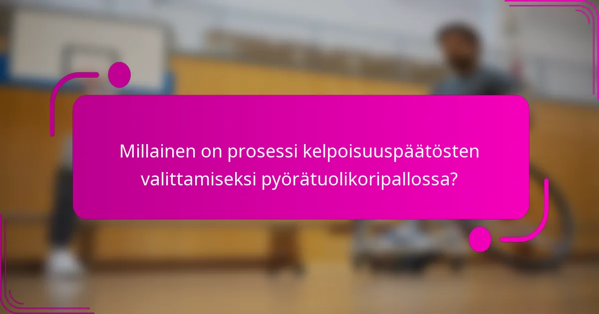 Millainen on prosessi kelpoisuuspäätösten valittamiseksi pyörätuolikoripallossa?