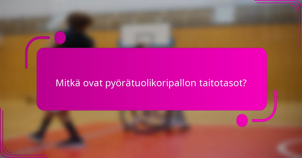 Mitkä ovat pyörätuolikoripallon taitotasot?