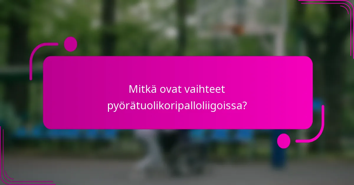 Mitkä ovat vaihteet pyörätuolikoripalloliigoissa?