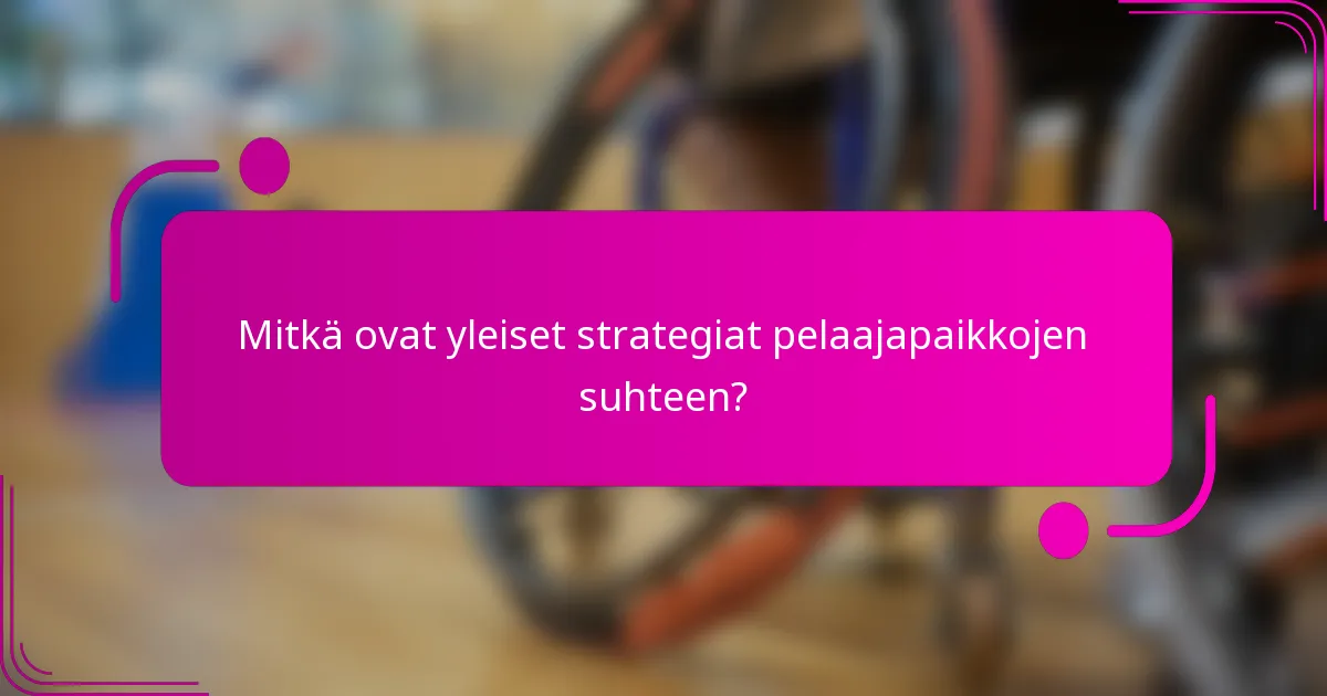 Mitkä ovat yleiset strategiat pelaajapaikkojen suhteen?